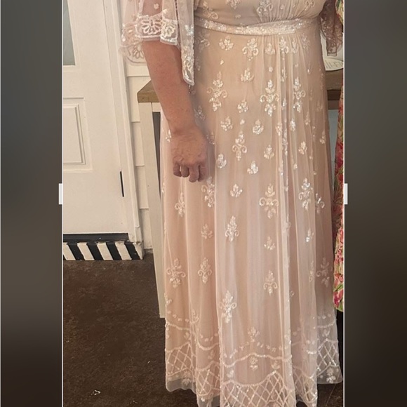 Mac Duggal Blush/Cream Sequin Maxi Dress - Picture 2 of 6